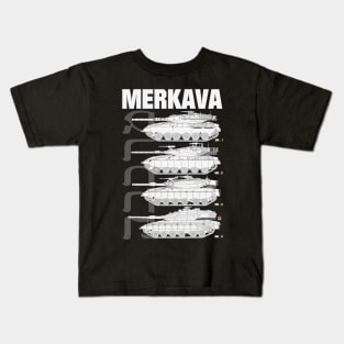 Merkava Mk1, Mk2, Mk3 and Mk4 on the same design Kids T-Shirt